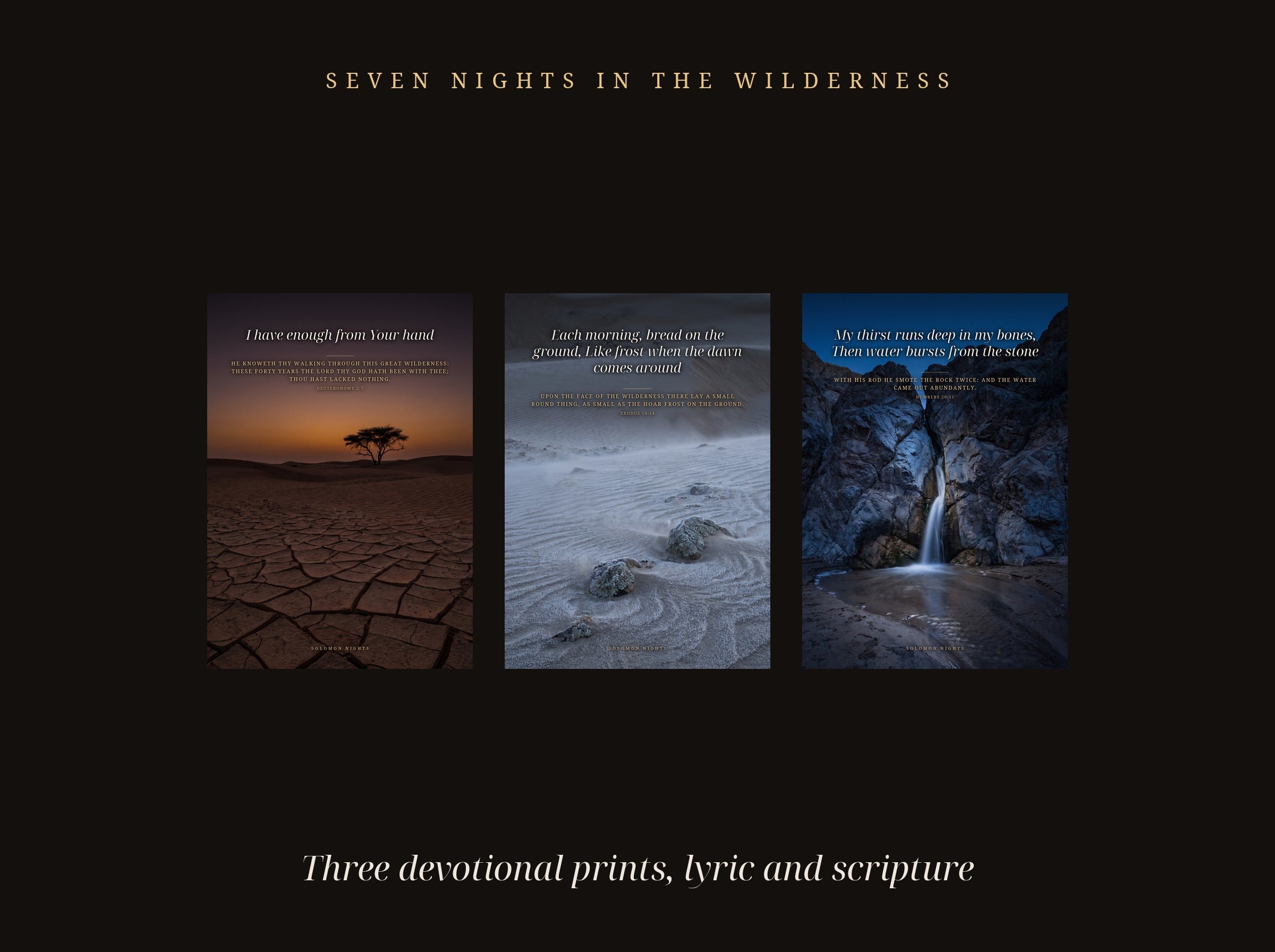 Seven Nights In The Wilderness, three devotional prints