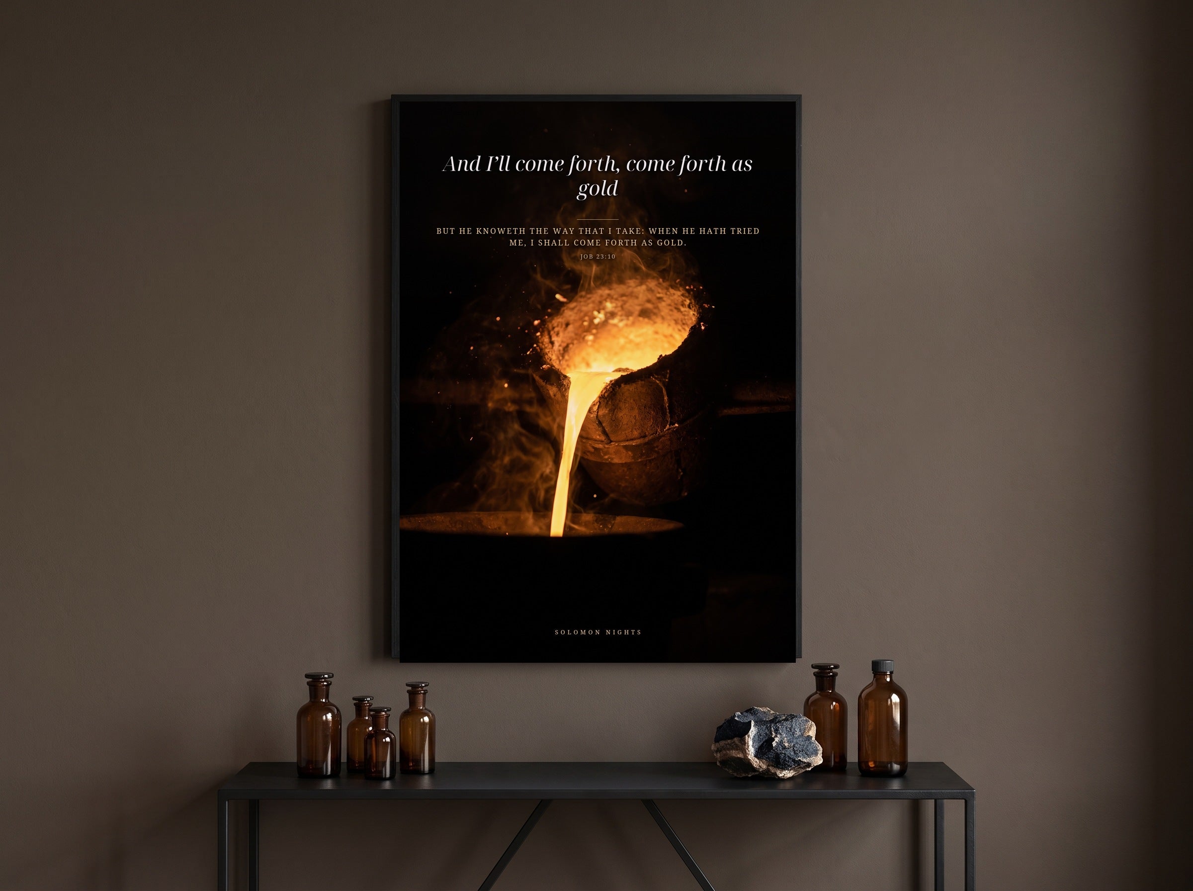 Come Forth as Gold print framed on a wall
