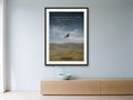 On Borrowed Wings print framed on a wall
